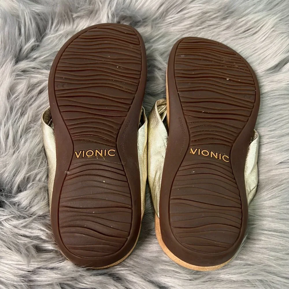 Vionic Womens‎ Rest Pippa Toepost Sandals Champagne Ladies' Size 6